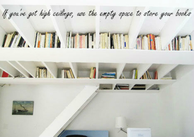 Ceiling book storage-text